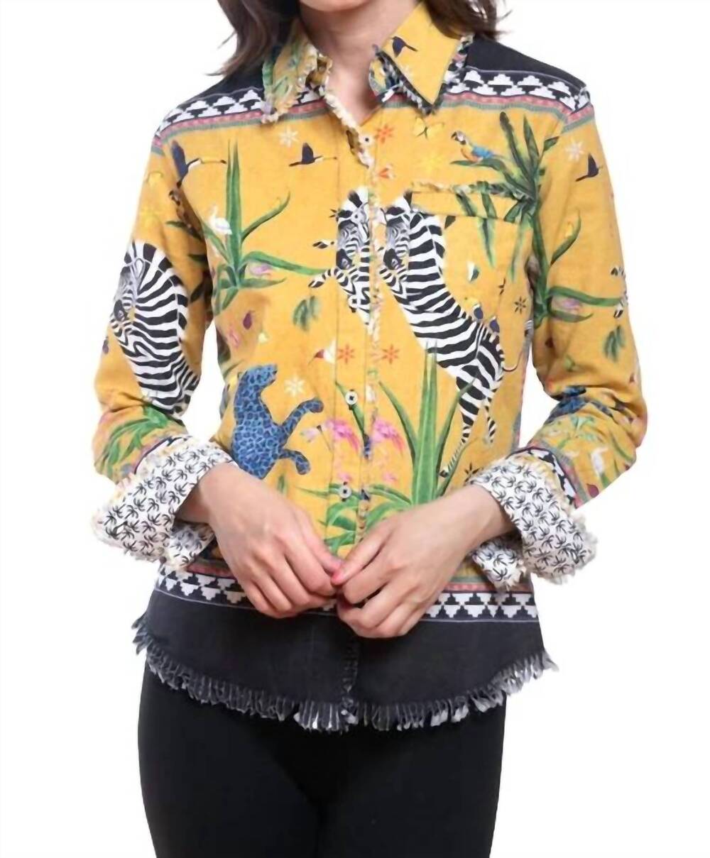 NEW TIZZIE cape cod frayed shirt in gold